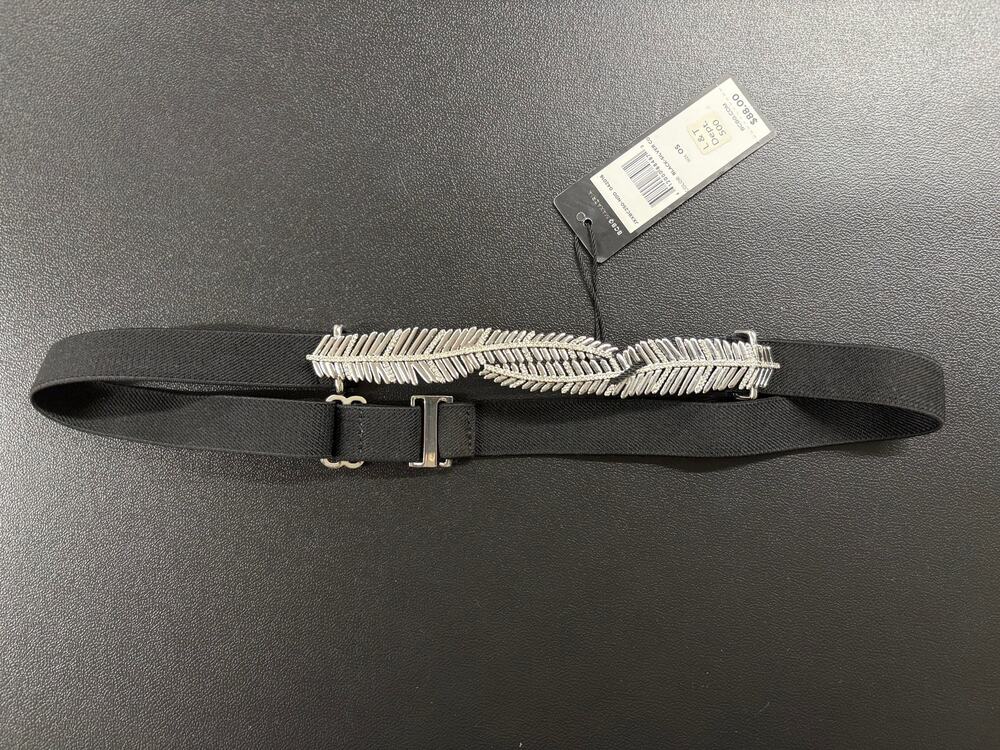 BCBG Max Azria Feather Rhinestone Elastic Belt